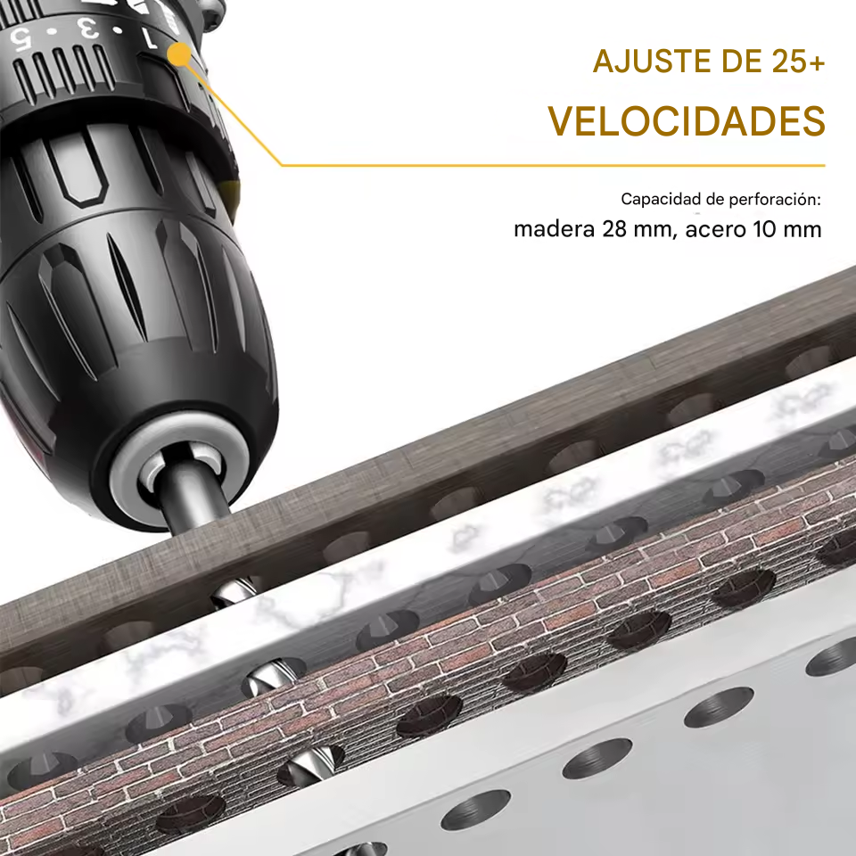 Taladro Inalámbrico 48V Profesional + Kit de Accesorios